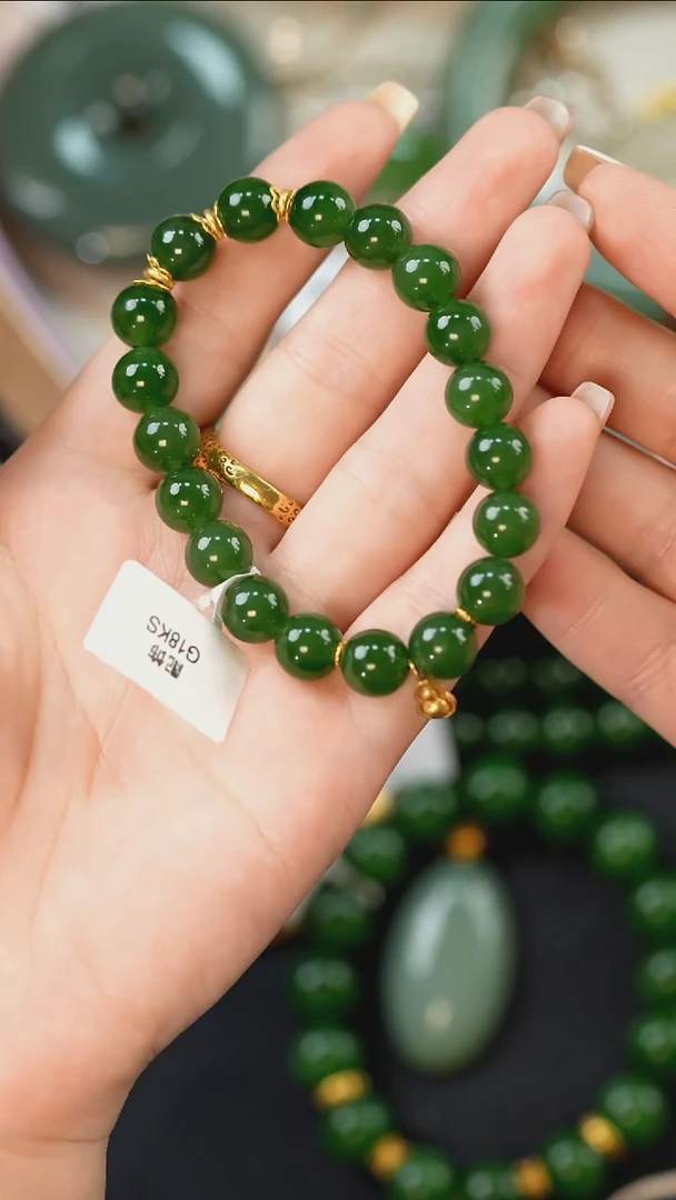 手串18K金镶嵌和田玉1