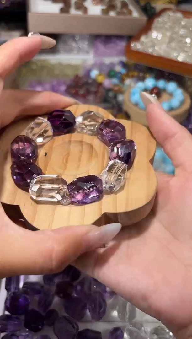 水晶手串未镶嵌C50紫水随行多宝手串拍