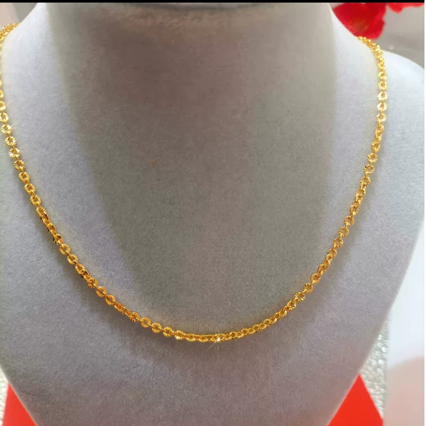 链子925银 S925 金色车花百搭O字链（25664）