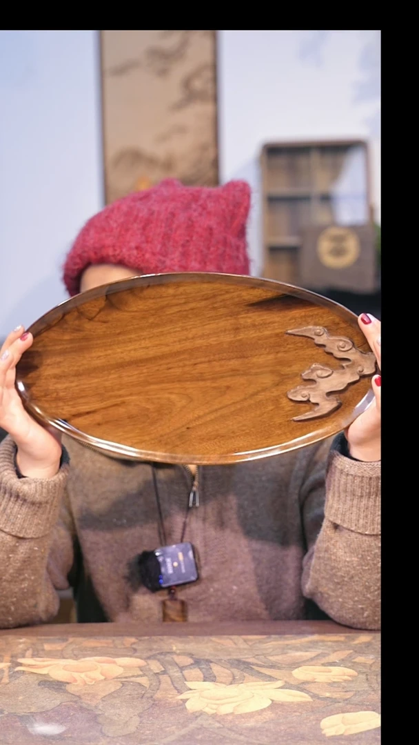 金丝楠小叶桢楠阴沉料祥云干泡茶盘 【5】