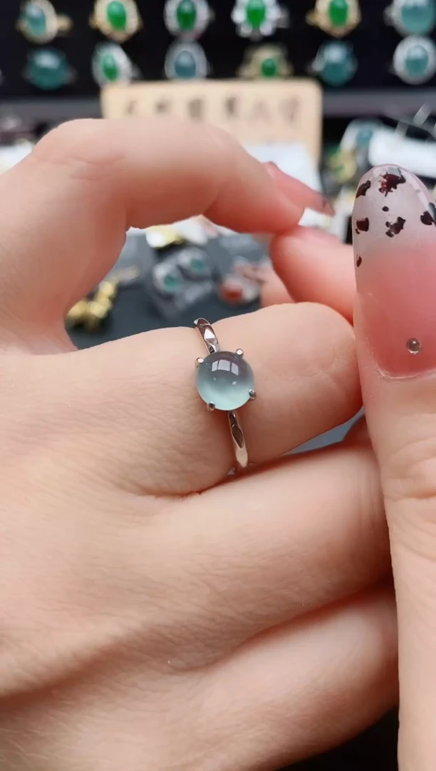 银S925镶嵌戒指翡翠1