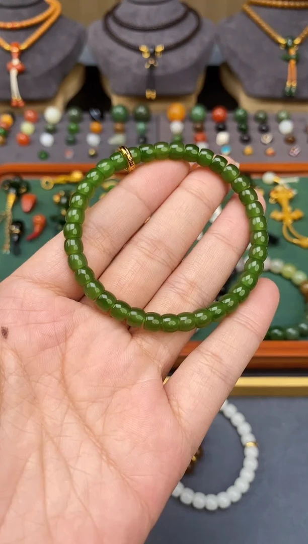 未镶嵌和田玉挂件6mm碧玉极致手串