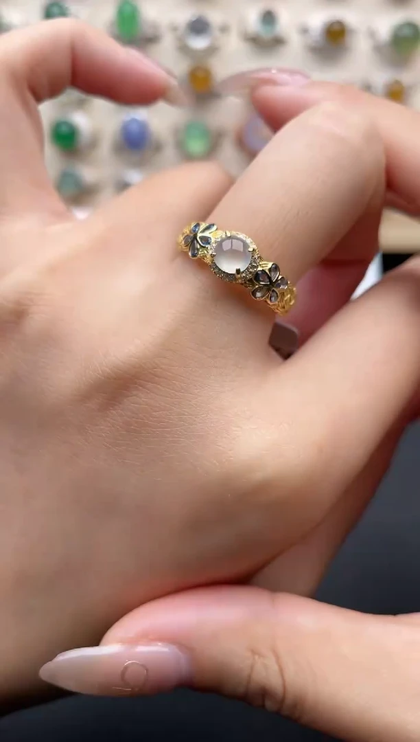 【闪购商品】翡翠戒指银S925镶嵌一物一证一礼盒