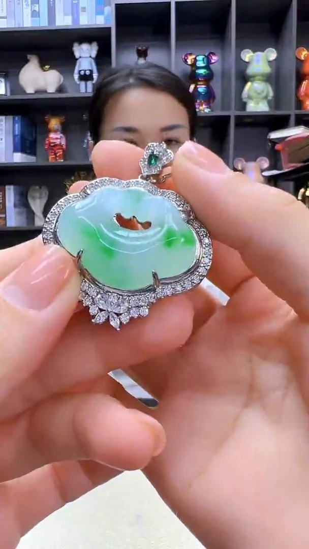 翡翠银S925镶嵌颈饰沉白diy劲饰