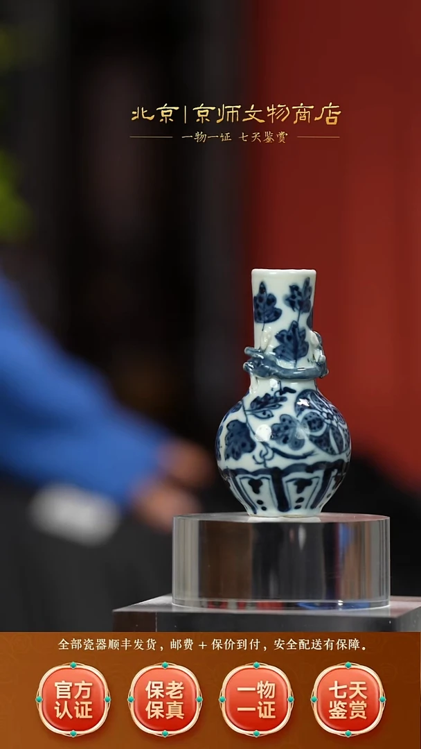 瓷601004青花浮龙赏瓶