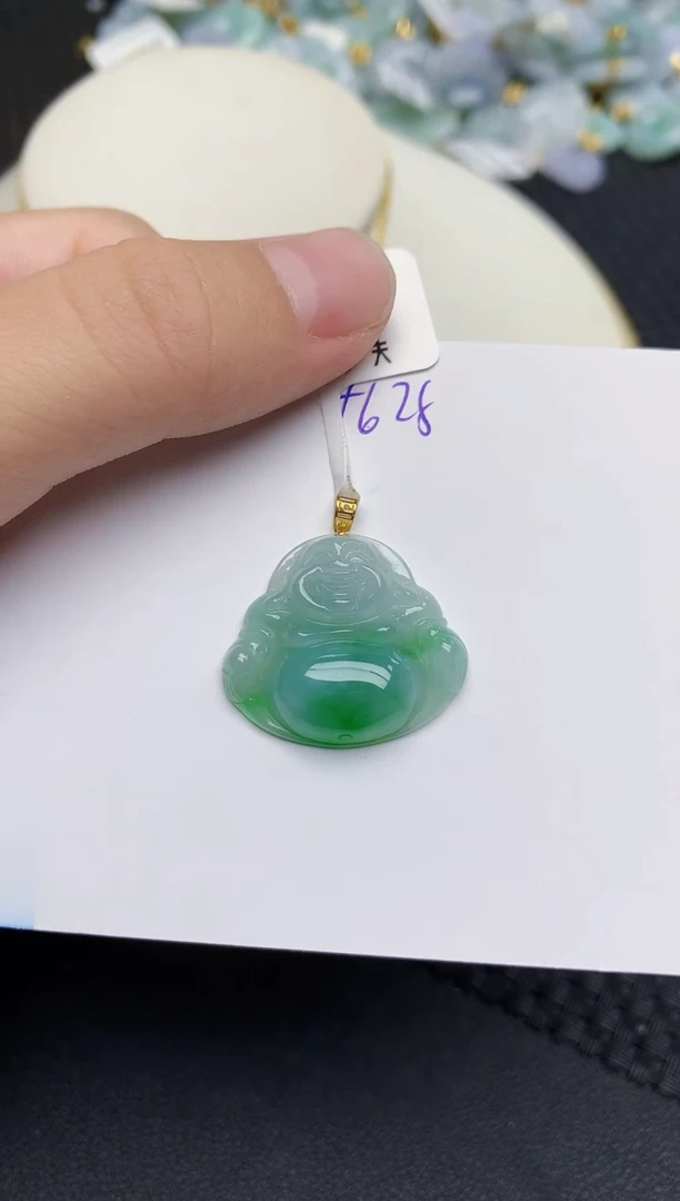 颈饰18K金镶嵌翡翠天然缅甸A货翡翠百元以上9元证书费自理