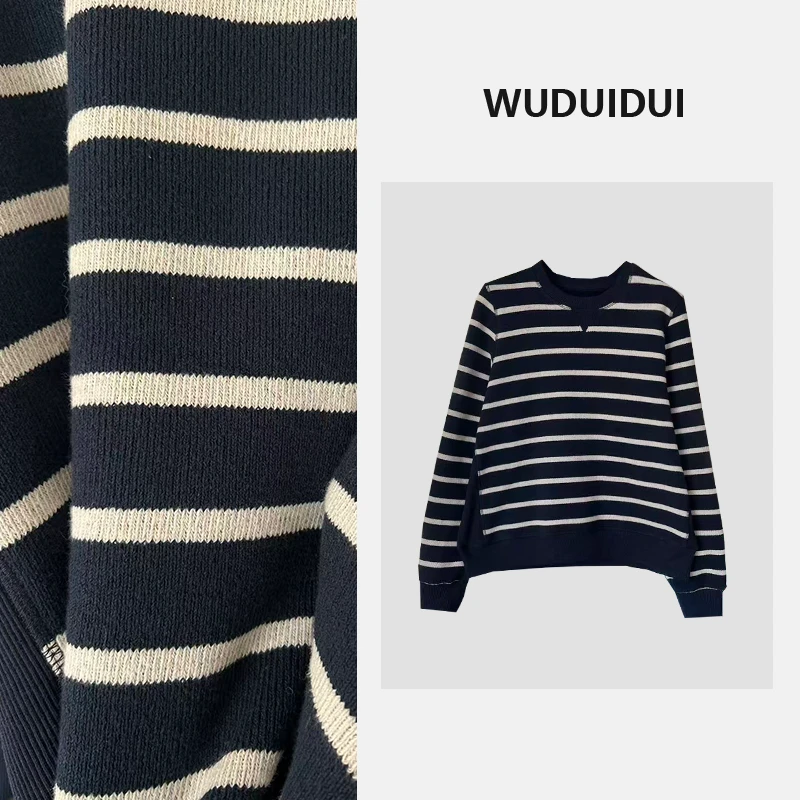 吴堆堆 【古堡暮色】冬季慵懒软糯条纹显瘦卫衣女