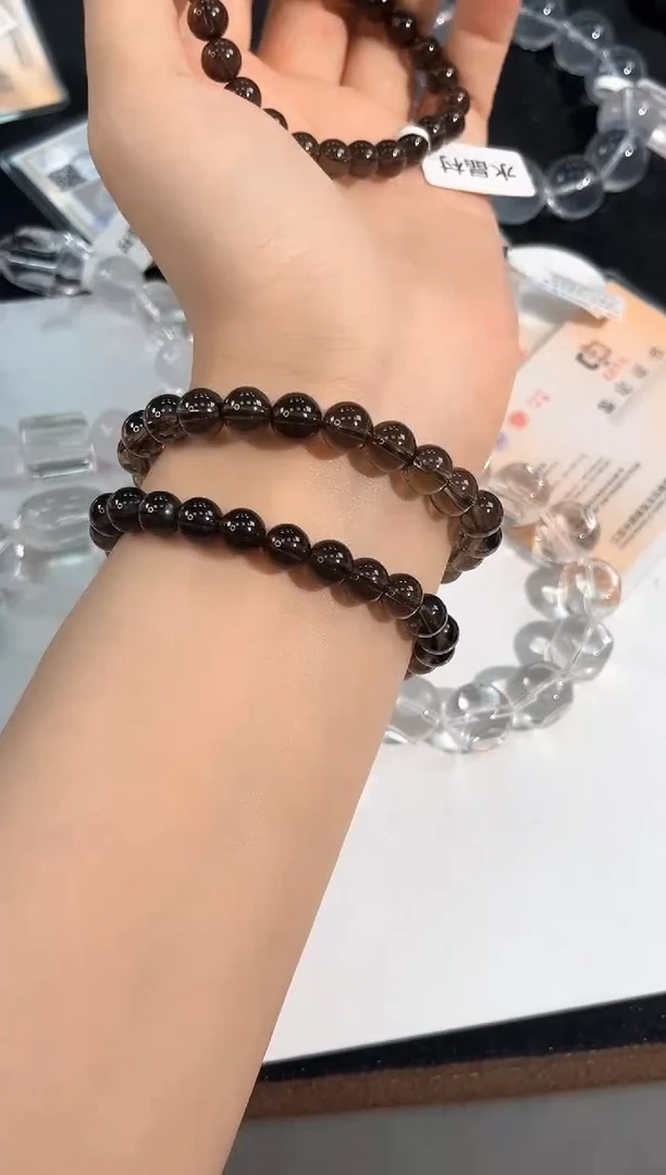 水晶手链未镶嵌43号茶水晶单圈8mm