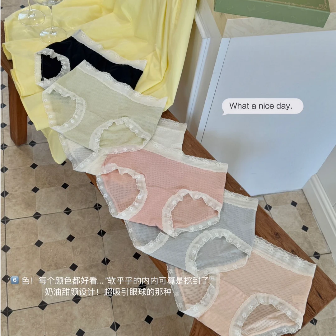薇衣素7A蚕丝花卉超薄密布蕾丝腰头透爽膜冰氧裤3600#
