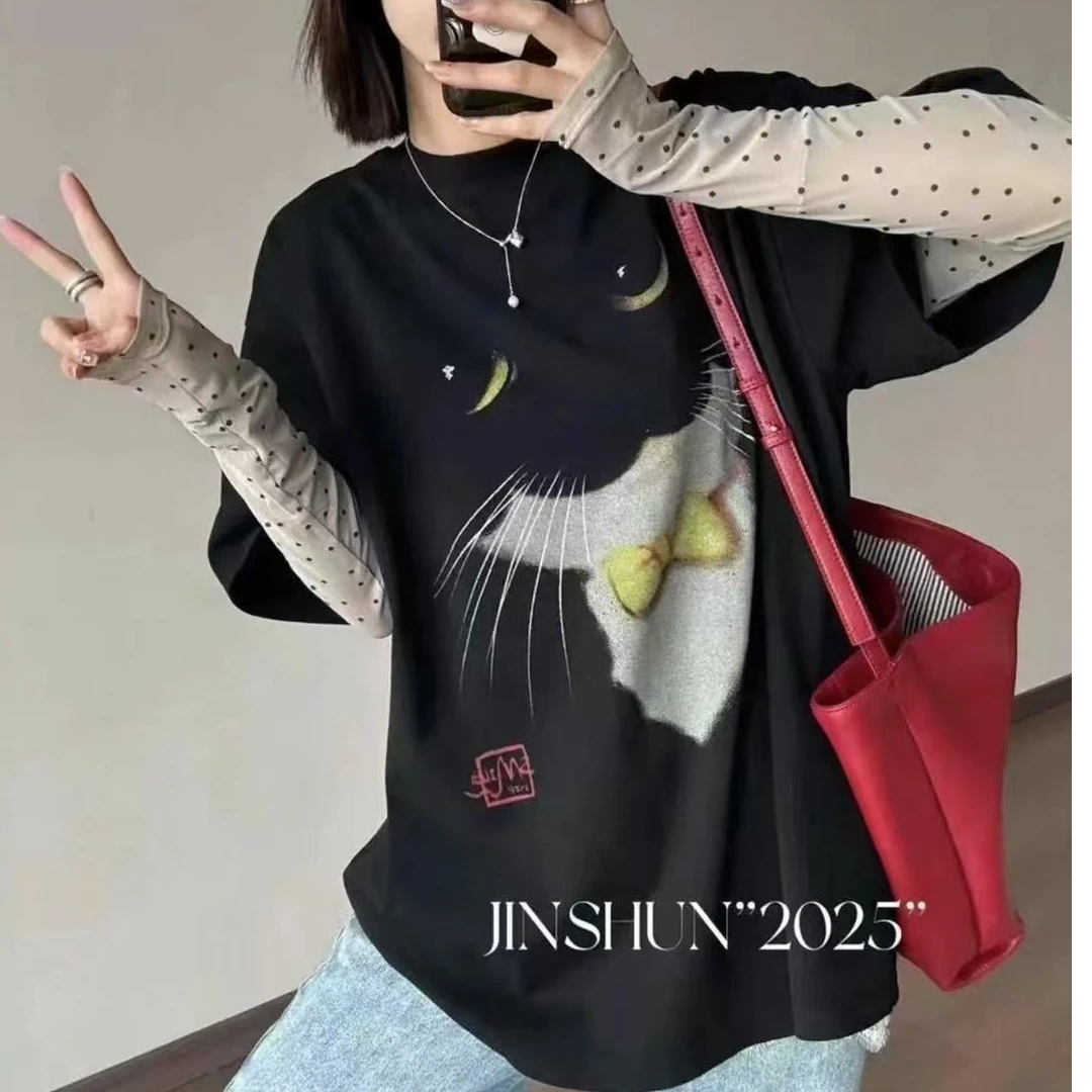 韩版时尚潮流百搭小猫T