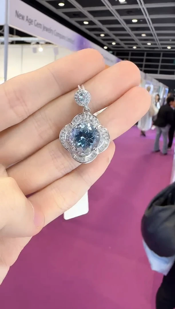 颈饰银S925镶嵌托帕石10mm