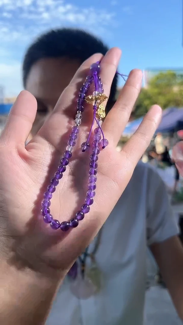 紫晶手链未镶嵌天然手机链多样性发一mm