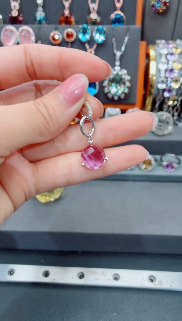 吊坠(不含链)银S925镶嵌紫晶紫晶吊坠