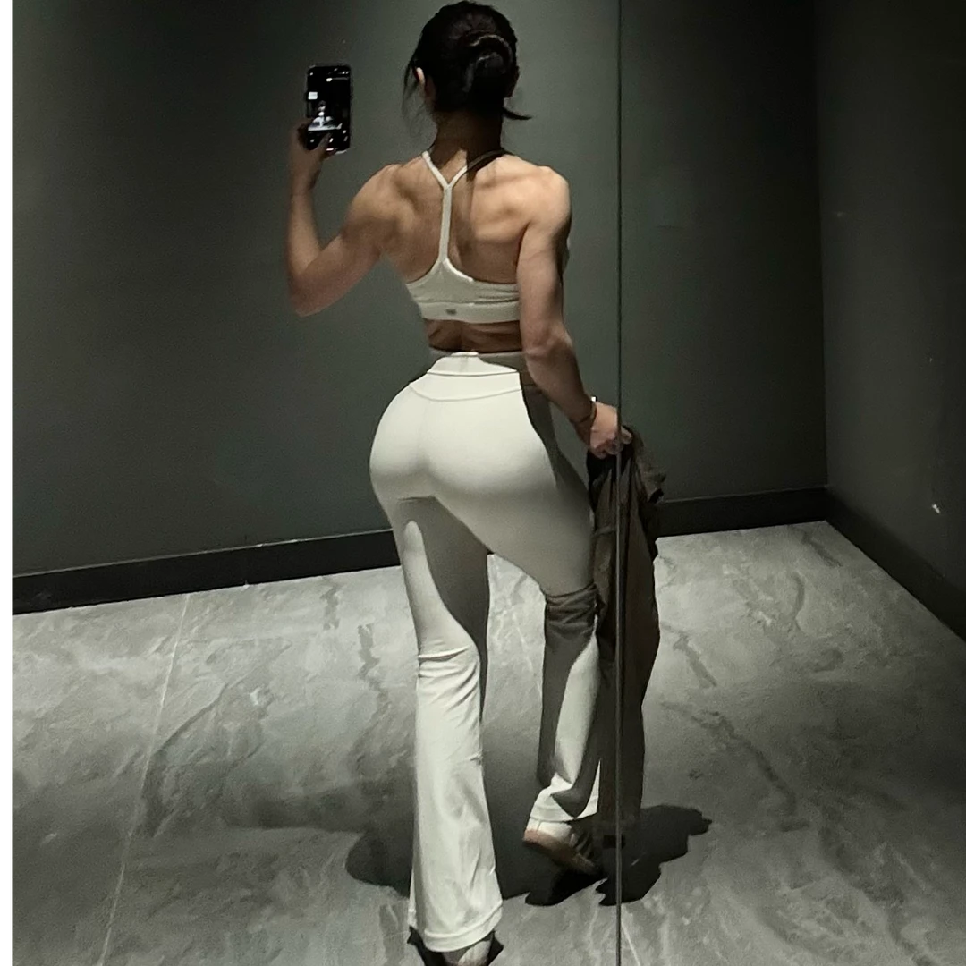 WHPOWER 裸感健身瑜伽喇叭裤女紧身高腰提臀显瘦一条搞定无尺码