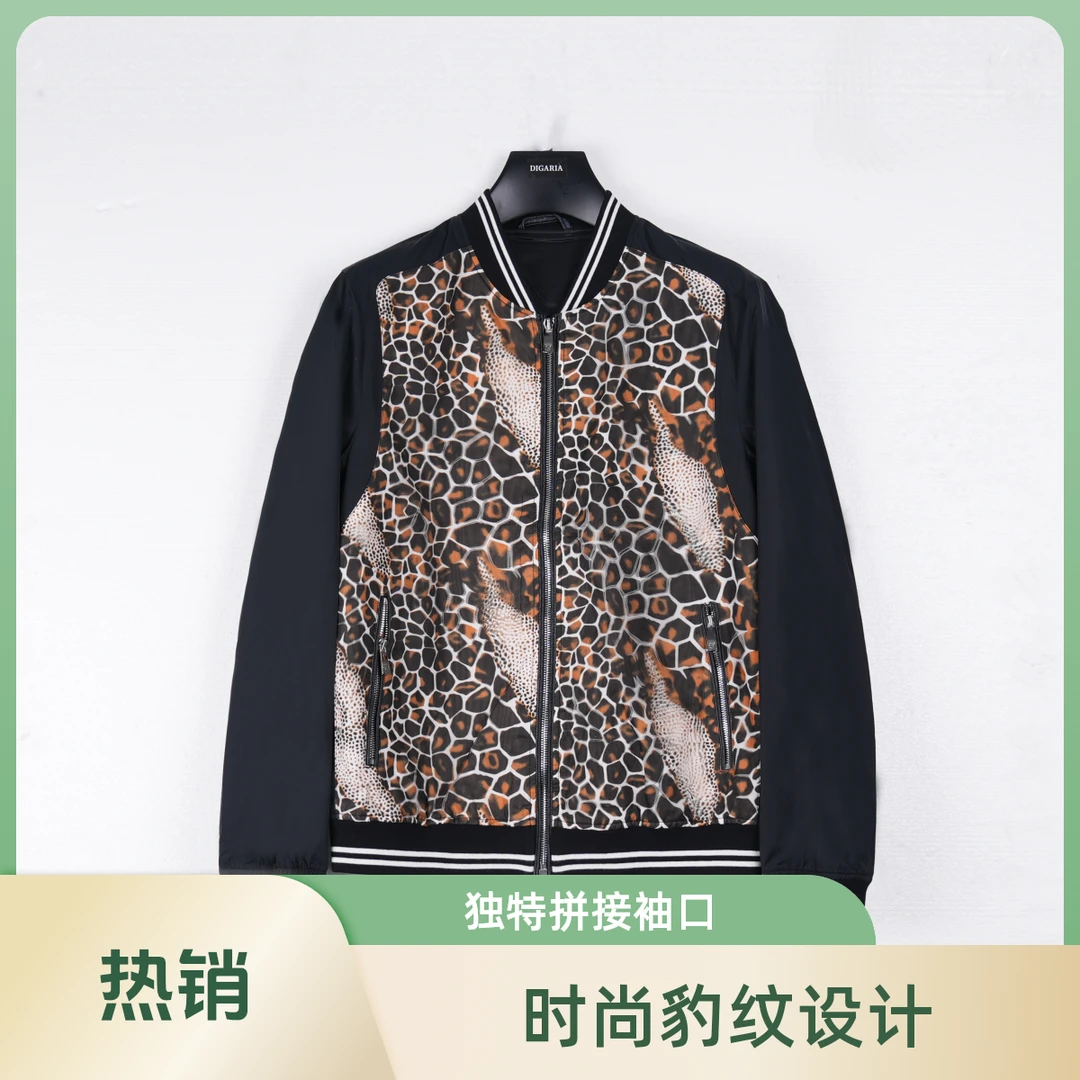 F&M春季新品男款棒球领休闲运动重工印花夹克外套