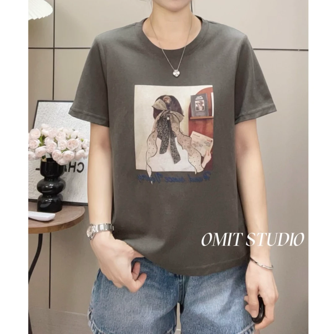 【精致背影T】新款雪花棉凉快透气轻薄宽松百搭短袖