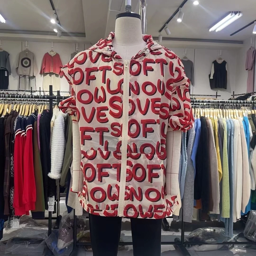 轻薄满印字母儿童防晒衣夏季男女同款防紫外线薄外套