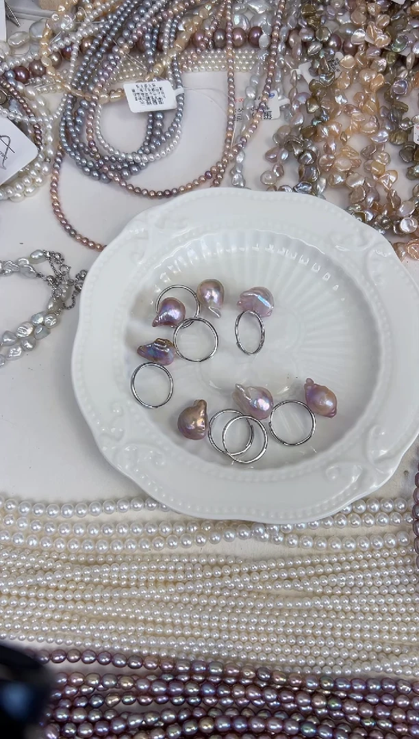 戒指银S925镶嵌淡水珍珠z04