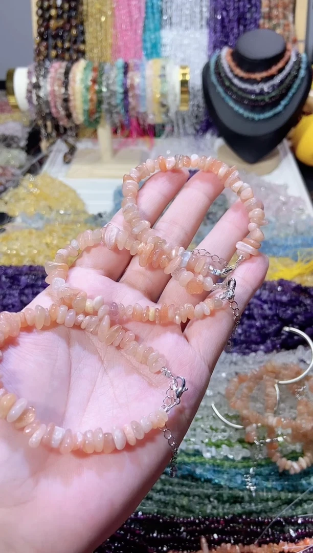 未镶嵌珠宝半成品水晶橙月光手链