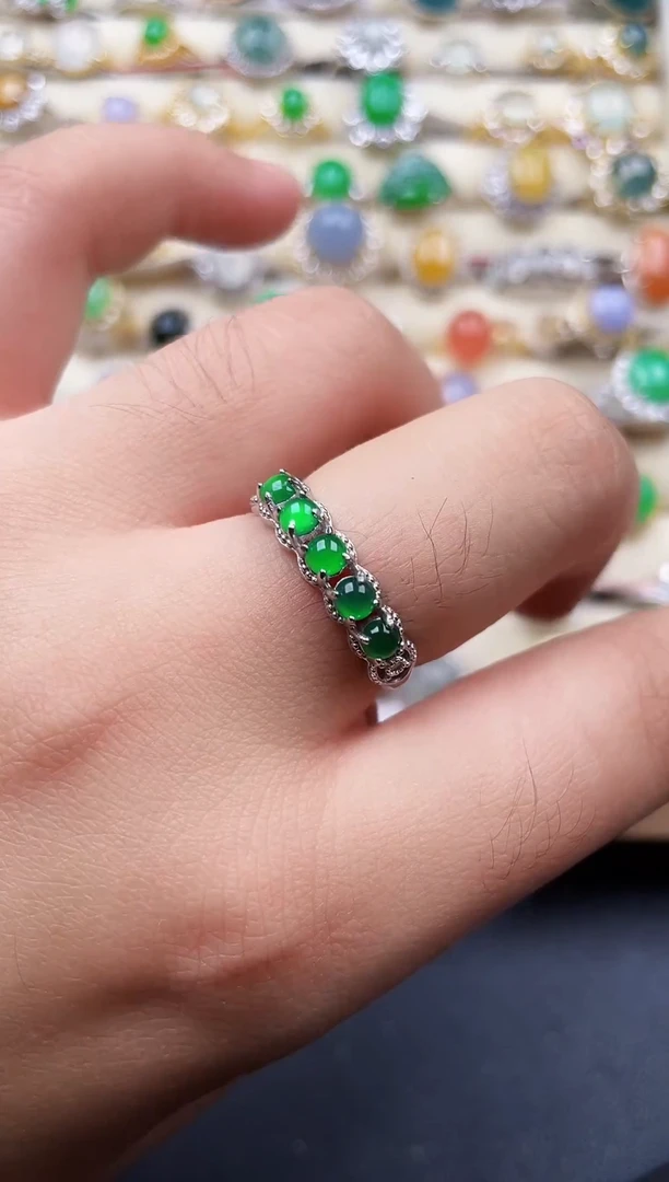 银S925镶嵌戒指翡翠75