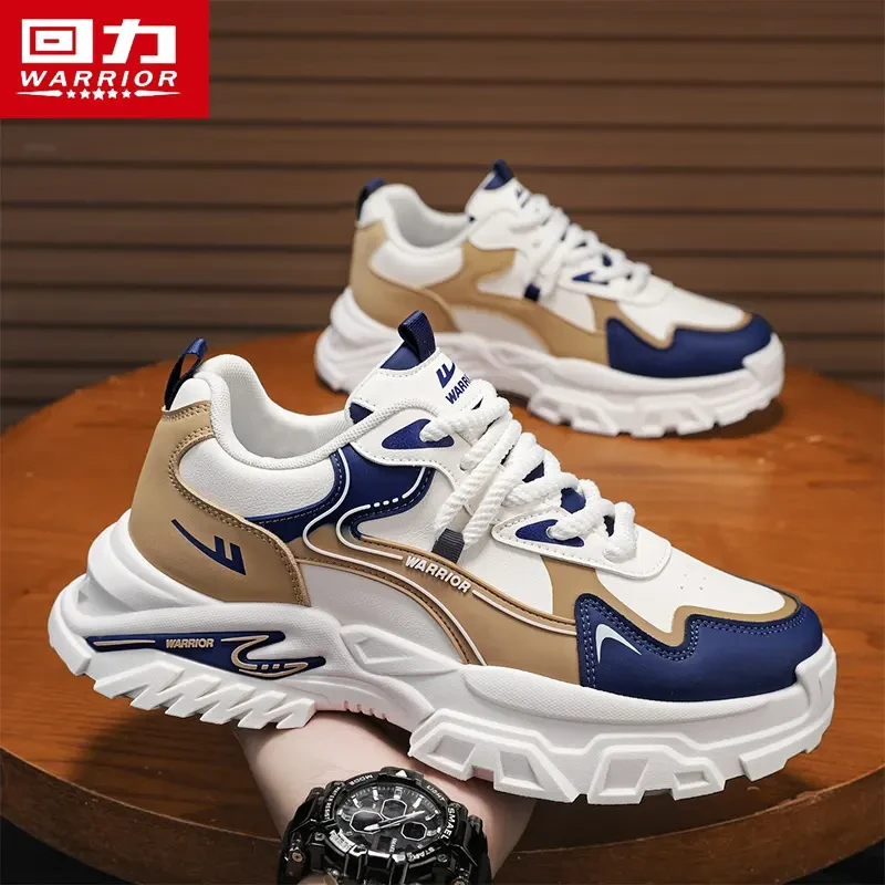 回力跑步运动鞋爆款2025新款秋季皮面老爹鞋男士休闲厚底增高潮鞋