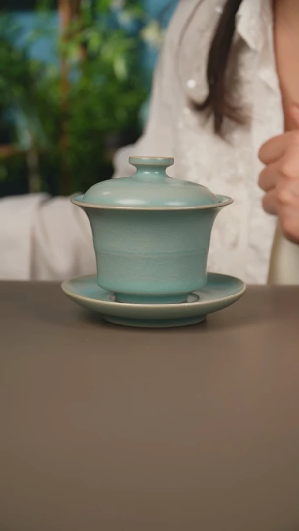 仿古天青竹节马蹄微暇