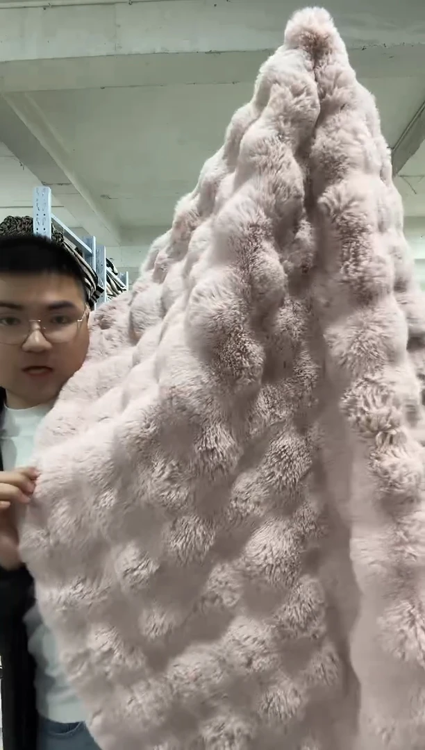 兔毛【高货兔兔毯子2x2.3米】外贸原单毛毯拍完现场打开看