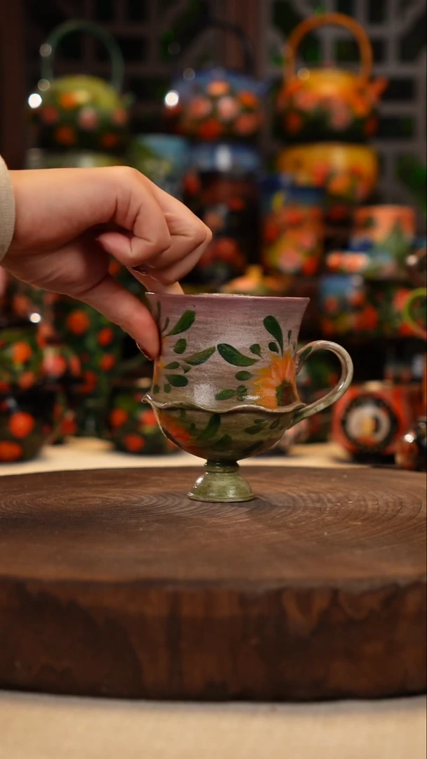 紫砂油画釉下彩手绘