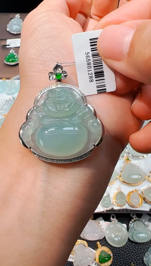 吊坠(不含链)18K金镶嵌翡翠佛公吊坠1288