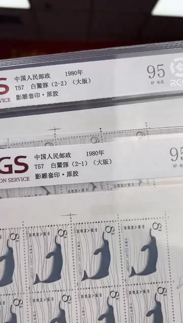 T57 白鱀豚 大版 邮票 RCGS评级 原胶
