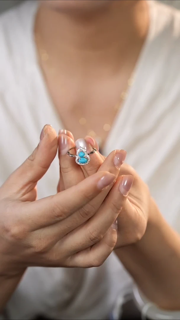 银S925镶嵌绿松石戒指戒指