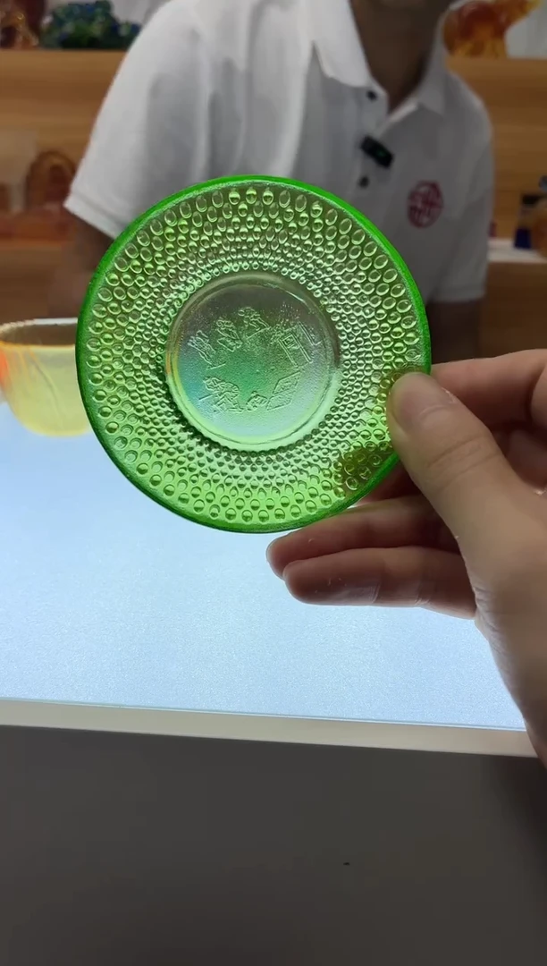 琉璃手工艺品古法琉璃杯蝶绿色