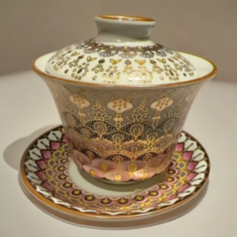 敦煌莲蝶盖碗4210