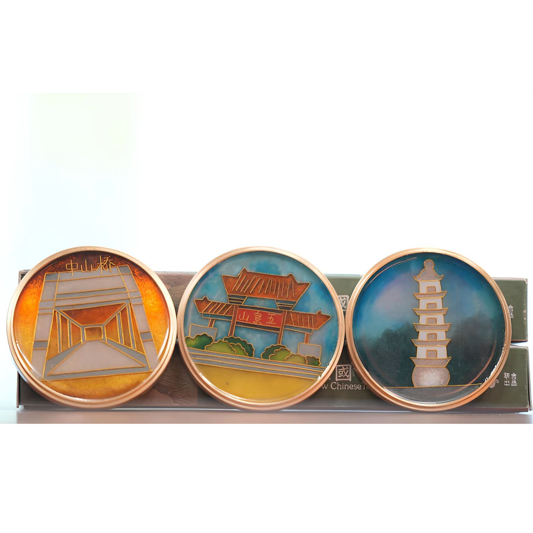 【铜制掐丝珐琅茶托】兰州旅游景点兰州特色主题文创纪念品礼物