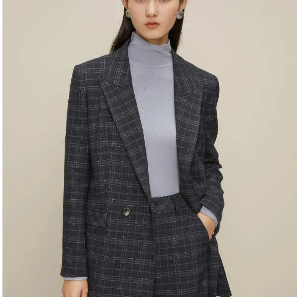 西服女秋季时尚撞色拼接设计感百搭西装M431676