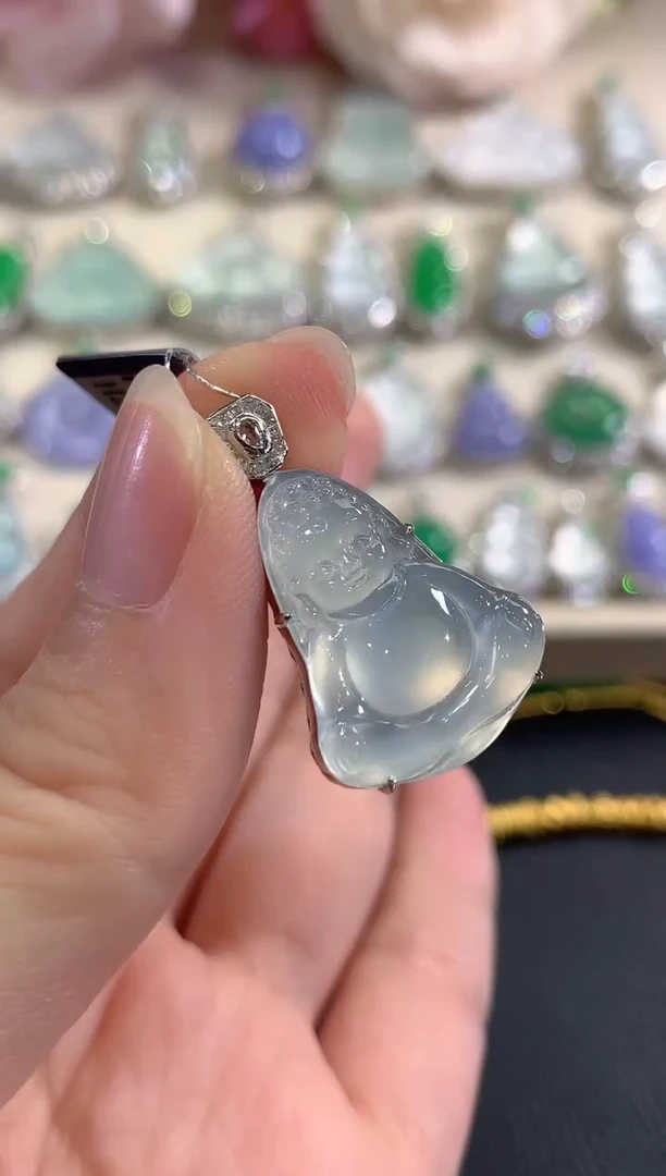 吊坠(不含链)18K金镶嵌翡翠d59