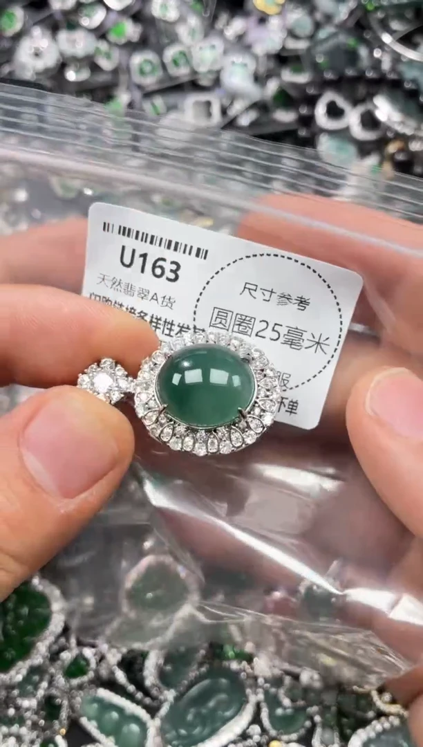 翡翠未镶嵌颈饰U163吊坠