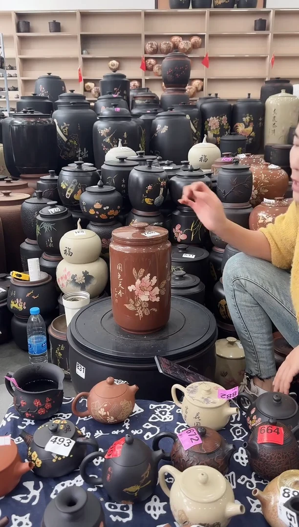 壶瑕疵茶叶罐 复烧高柱  748