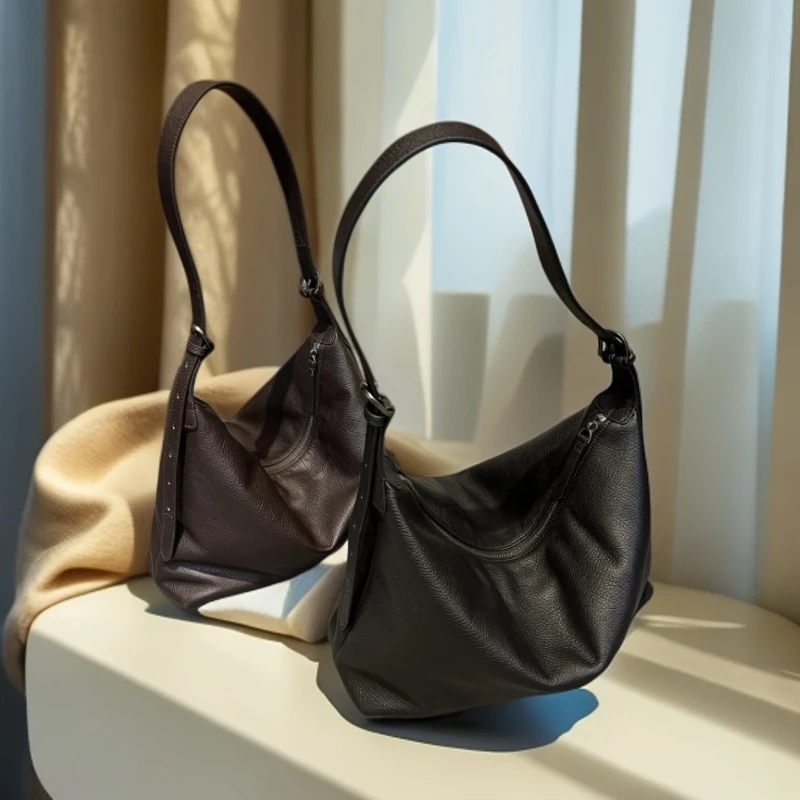 【三森印记】（亭亭玉立）加长双耳HOBO腋下包（头层胎牛皮系列） M15