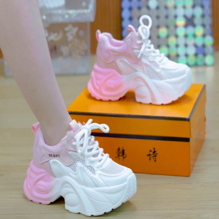 【单/双】9cm小个子透气显脚小厚底老爹鞋2025夏季百搭休闲运动鞋