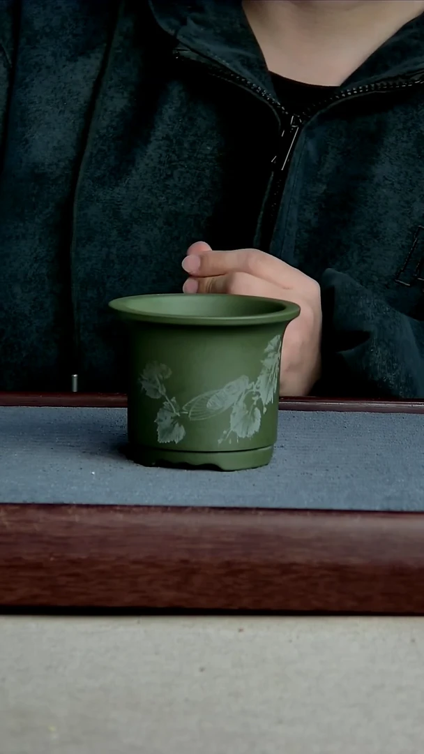 紫砂花盆8.5*7.5内径尺寸 蝉