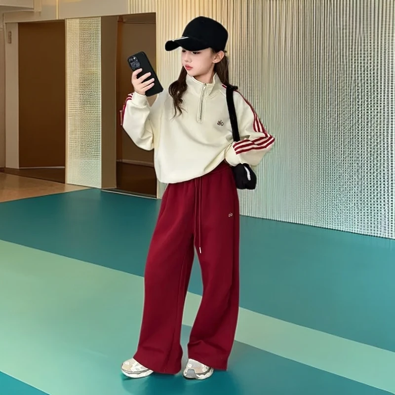 D女童秋季运动套装2025新款大童女孩洋气时髦网红卫衣儿童春秋衣