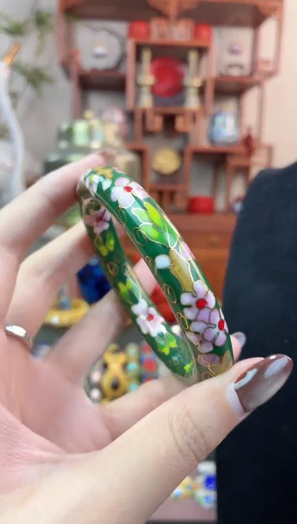 非遗手工景泰蓝镯子绿色