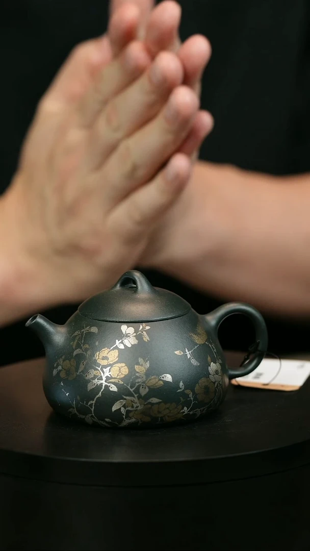 茶壶紫砂隘*湾H2277余海燕墨绿秒银乳瓢