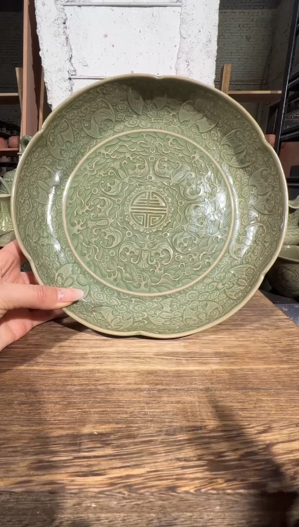 微瑕耀州窑百福盘