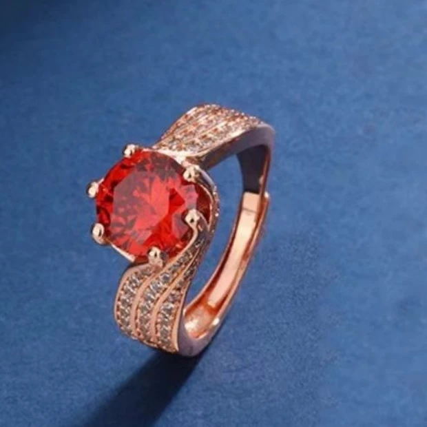 铜合金戒指 轻奢奢华香槟时尚活口戒指玫瑰情缘戒指L