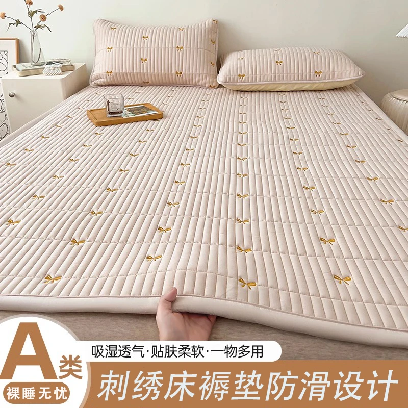 雅鹿夹棉床褥床垫遮盖物加厚软垫家用卧室床护垫宿舍学生单双人床