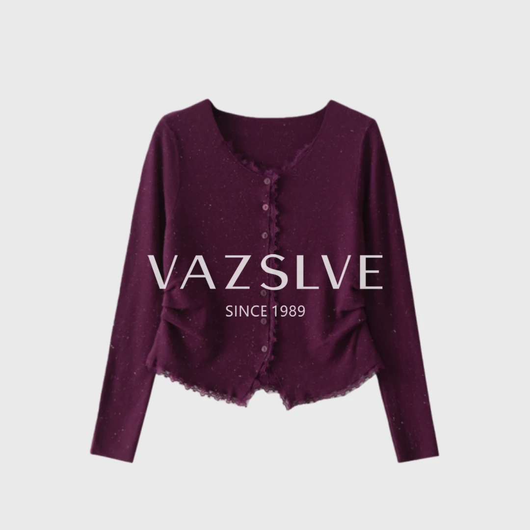 【VAZSLVE/全新奢品】捡漏"美丽诺言金"丝羊毛蕾丝花边毛衣msl801