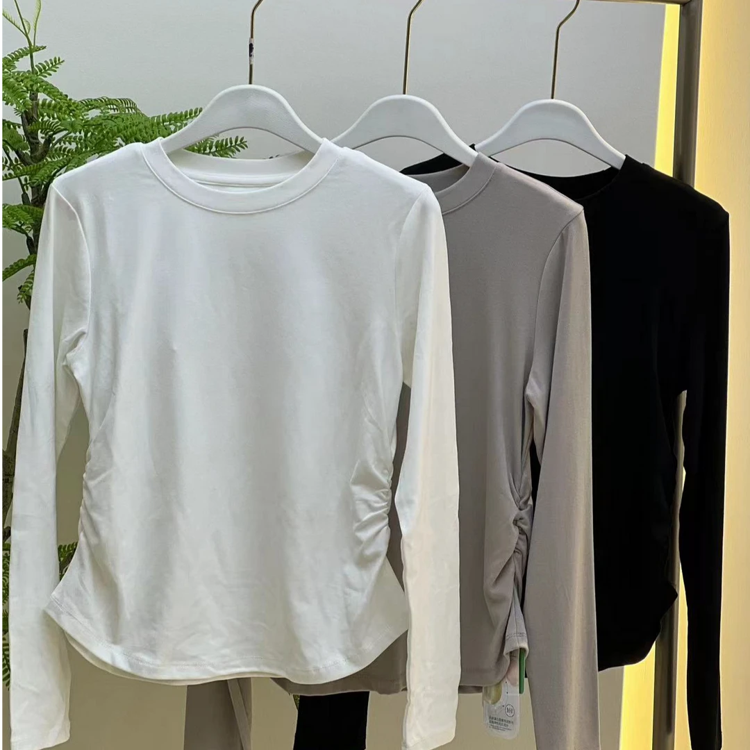 SY时尚圆领褶皱女款T恤2532