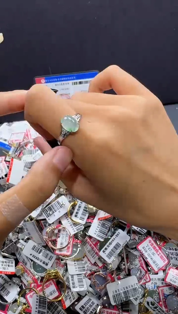 翡翠戒指银S925镶嵌戒指504